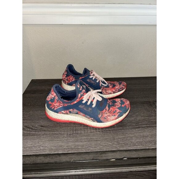 Adidas Pure Boost X Red And Blue Floral Arch Support Athletic Sneakers Size 8 - Picture 2 of 7